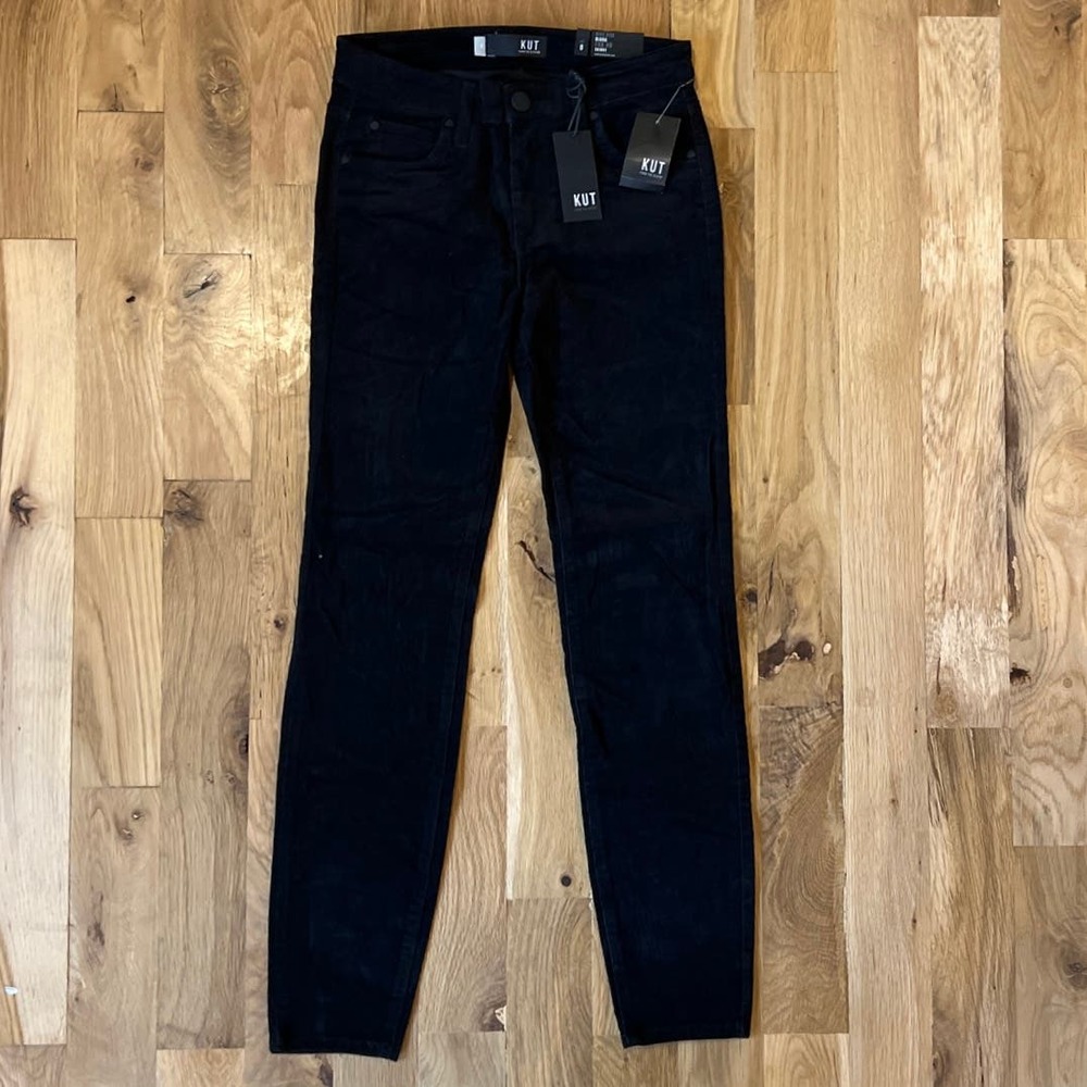 NWT Women's KUT from the Kloth Black Corduroy Pants SZ 0 - Picture 2 of 5